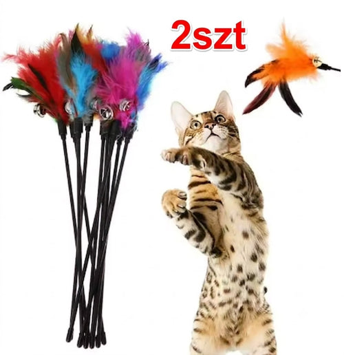 Zabawka dla kota — dzwonek z piórkiem, 2 szt.